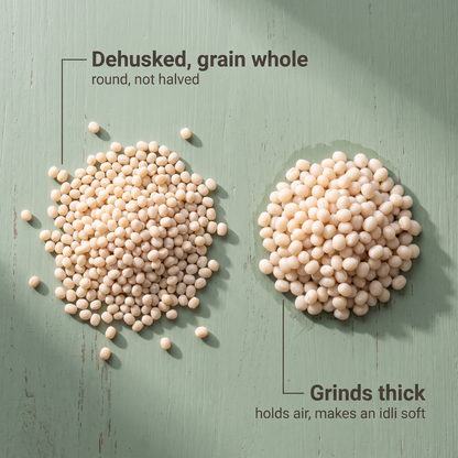 White urad gota, dehusked but not split