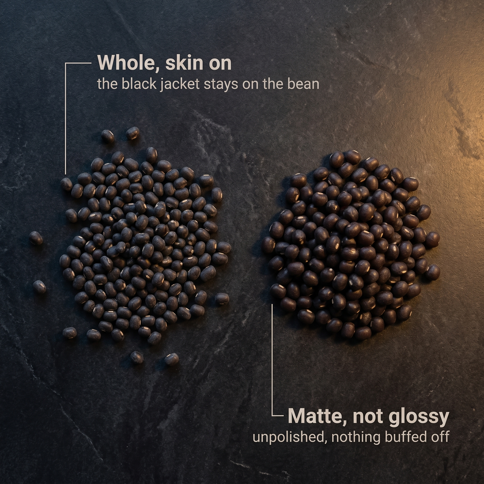 Whole black urad, skin on and unpolished