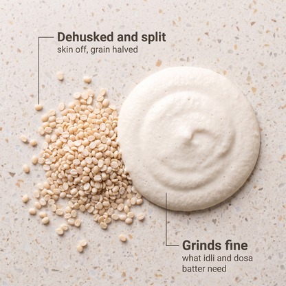 White urad split, dehusked, and ground batter