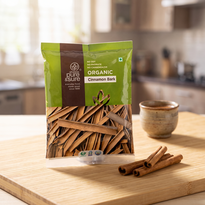 Cinnamon bark pack on a kitchen counter