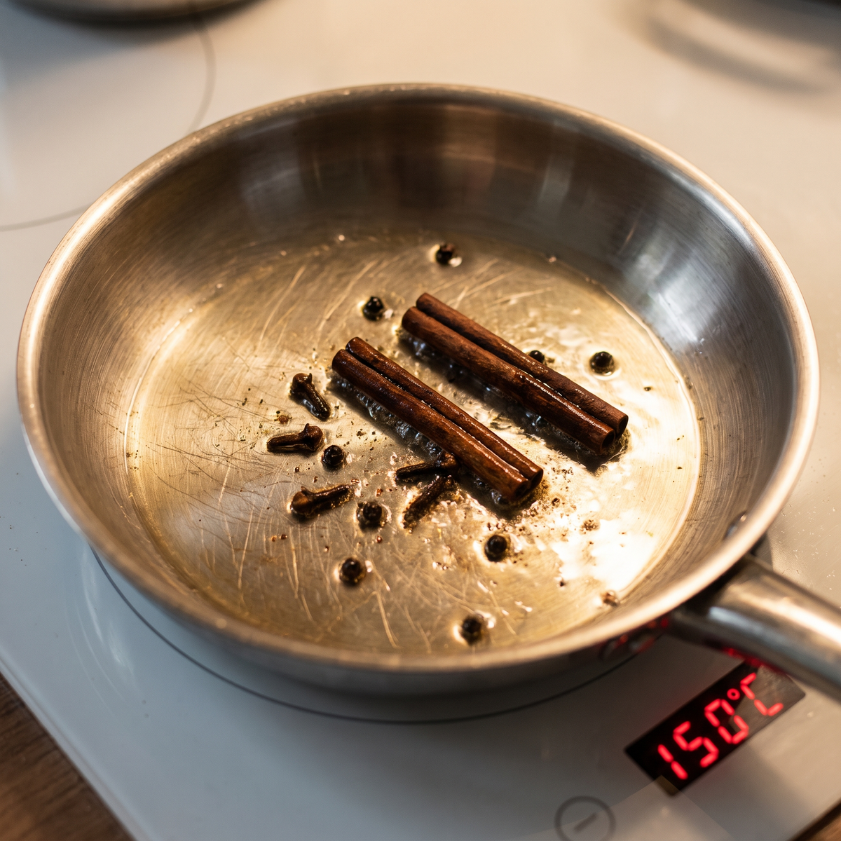 Cinnamon blooming in hot oil