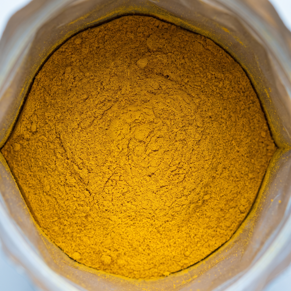 Close-up of the turmeric powder inside the pack