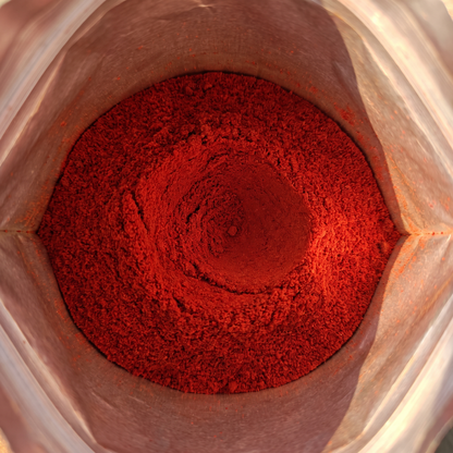 Close-up of the chilli powder inside the pack
