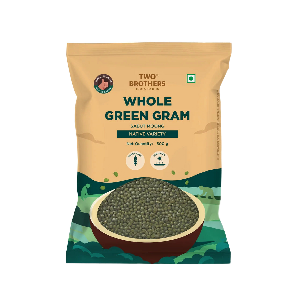 Two Brothers Whole Green Gram (Sabut Moong) 500 g pack