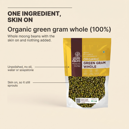 One ingredient, nothing added: organic green gram whole