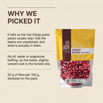 Why Purepicked chose it: unpolished, full nutrition panel, 20 g fibre per 100 g
