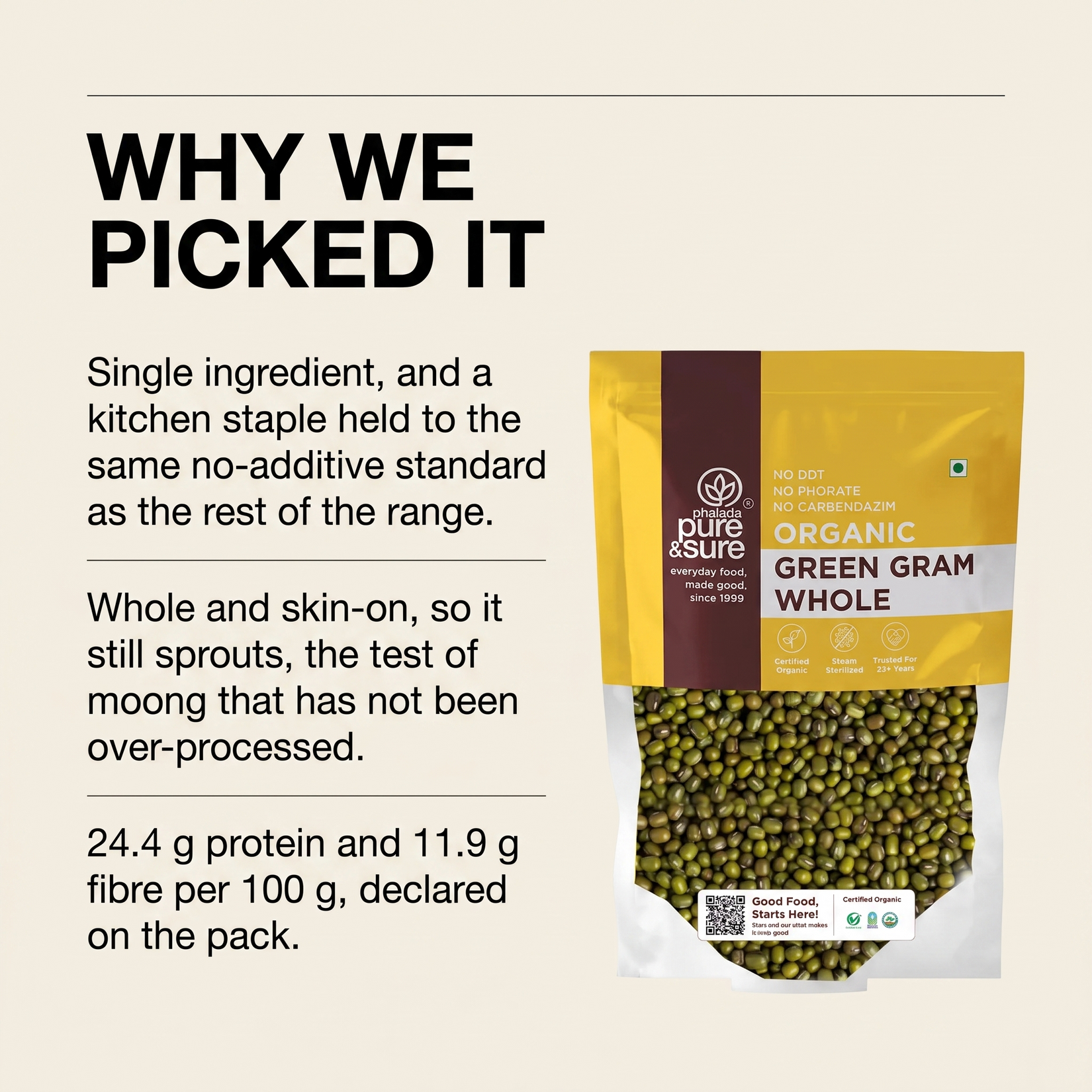 Why Purepicked chose it: single ingredient, skin-on, 24.4 g protein per 100 g