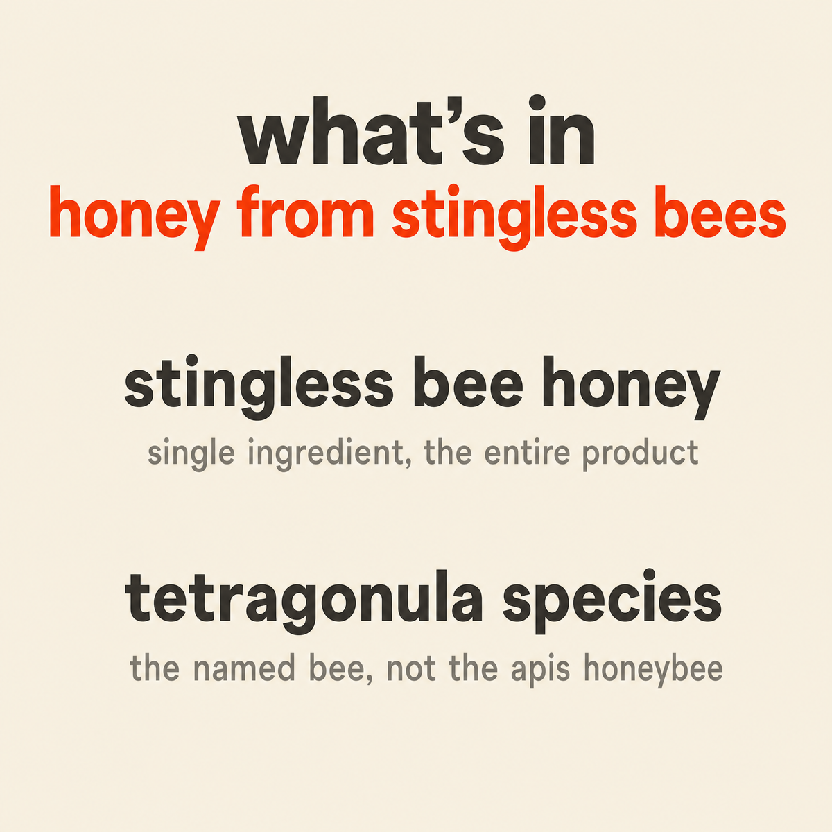 What is in Honey from Stingless Bees: stingless bee honey, tetragonula species
