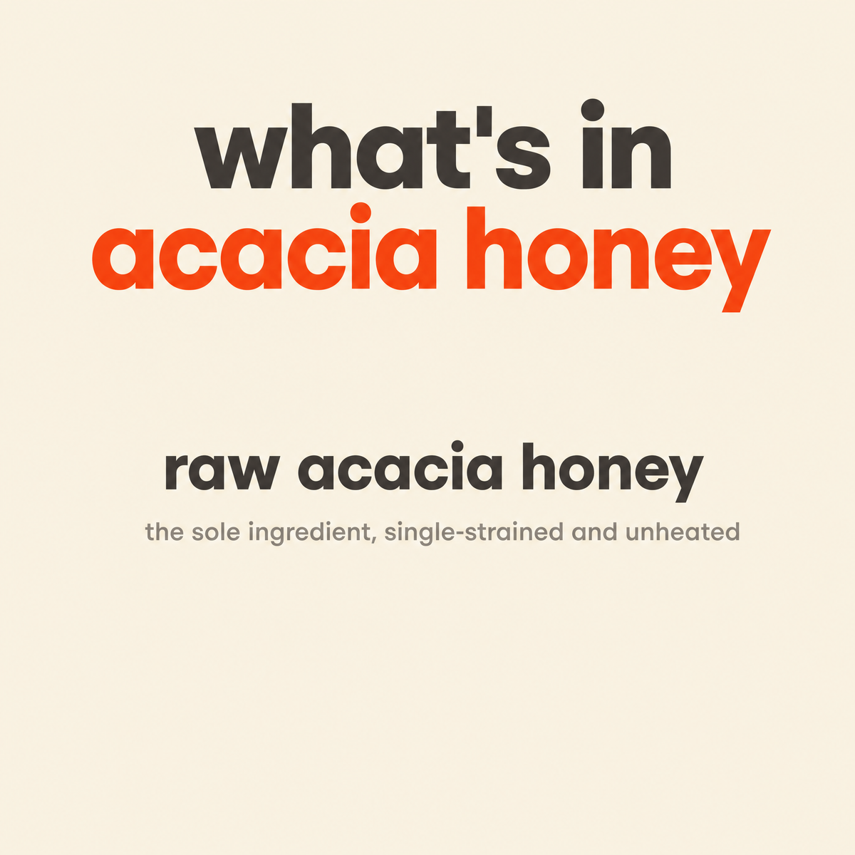 What is in Acacia Honey, Raw Mono-Floral Unfiltered: raw acacia honey