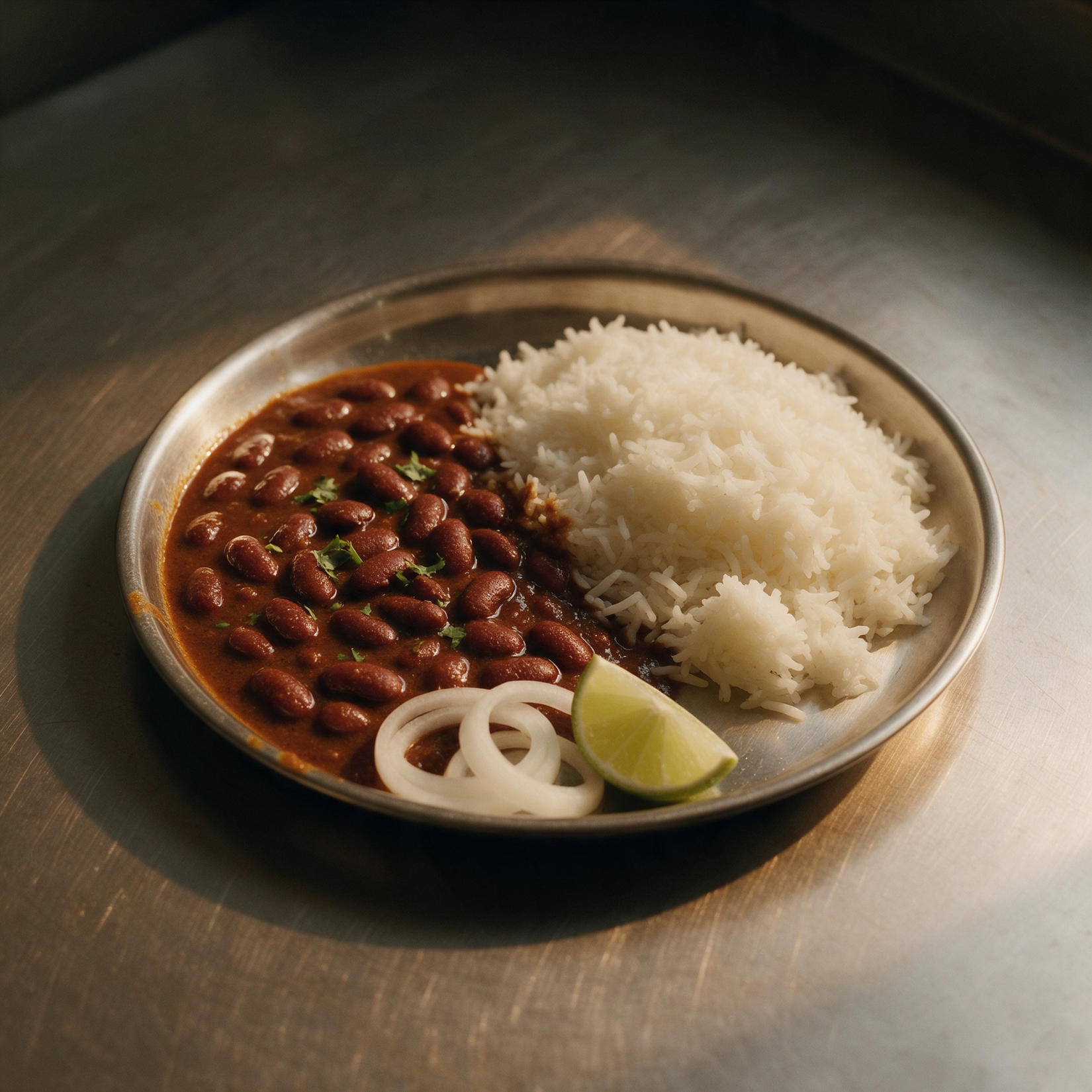 A plate of rajma chawal