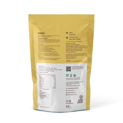 Back of the purepicked peanut masala pack showing ingredients and nutrition information