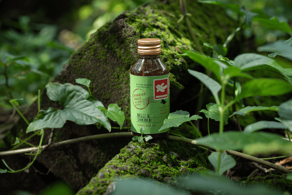 Forest Post Shikakai and Nelli in Coconut Oil bottle, front of pack