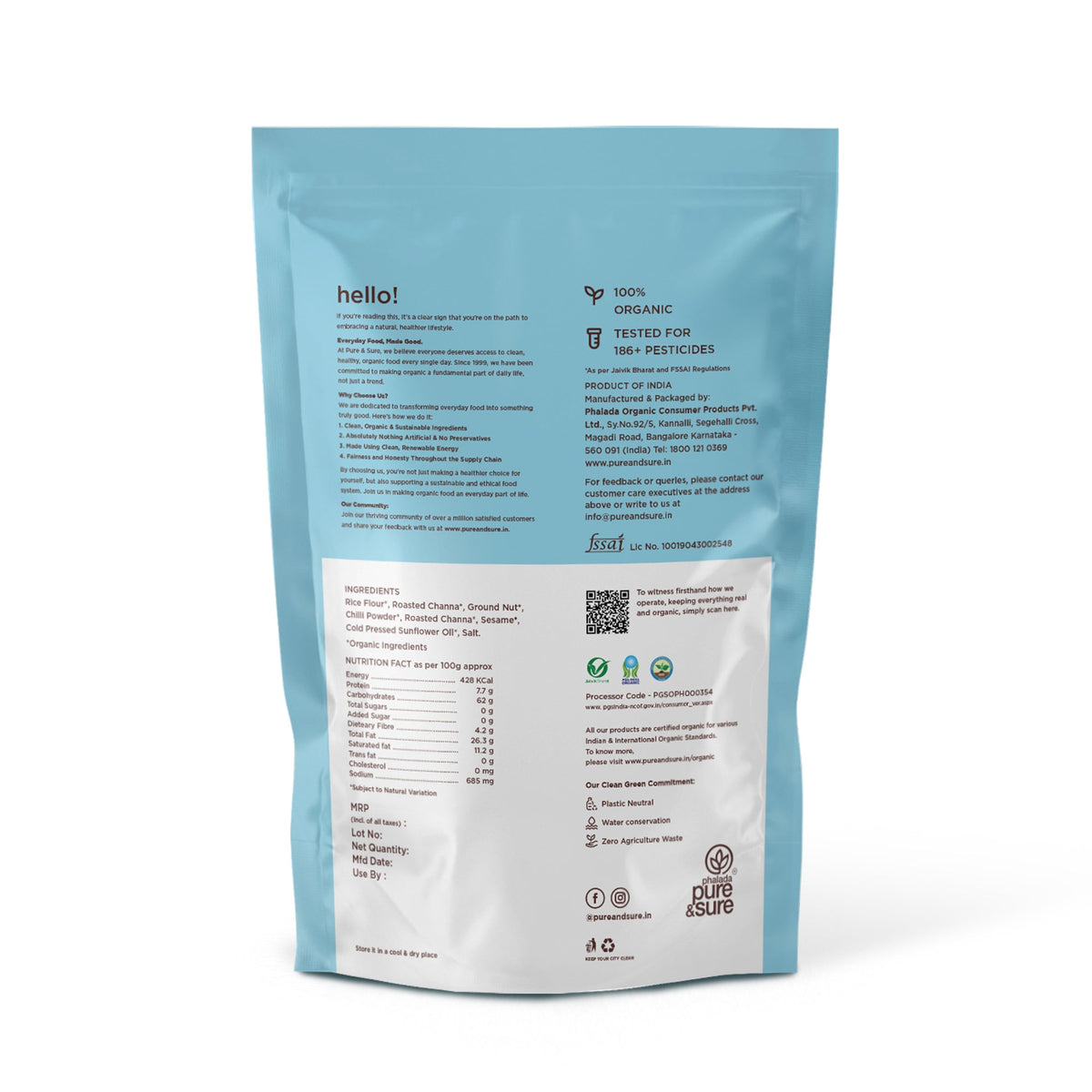 Back of the purepicked nippat pack showing ingredients and nutrition information