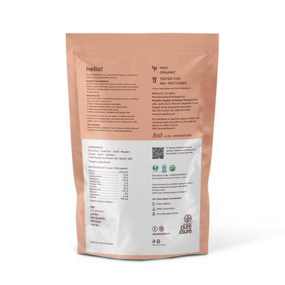 Back of the purepicked peri peri chakli pack showing ingredients and nutrition information