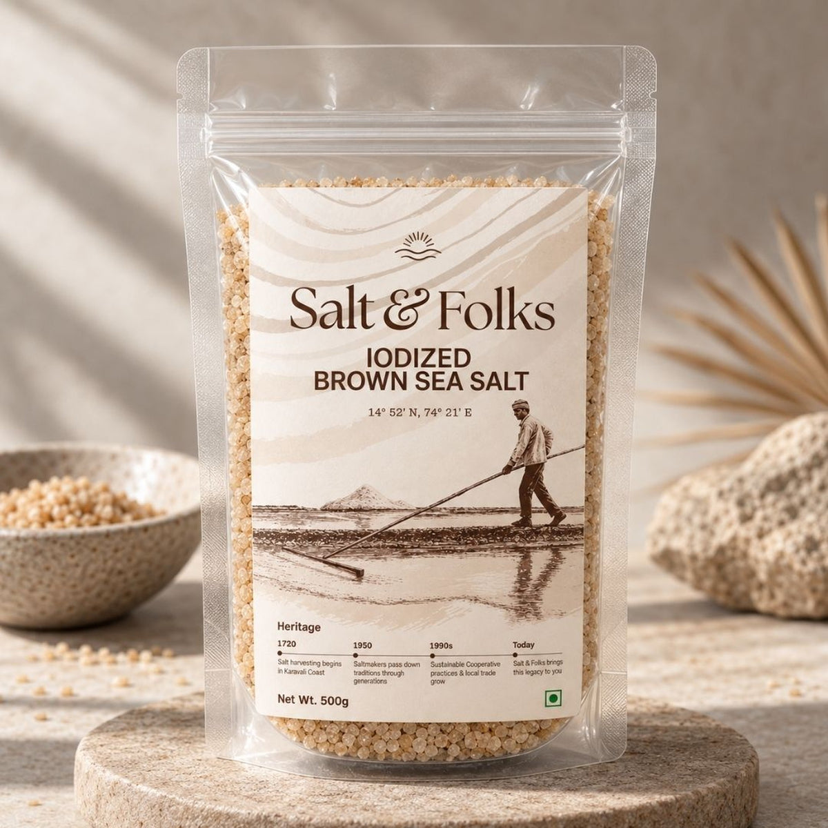 Salt & Folks Brown Sea Salt in the 500g pouch