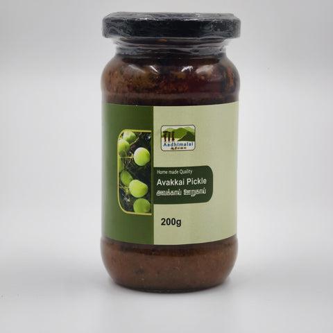 Aadhimalai Kotagiri Avakkai Pickle 200g glass jar, front of pack