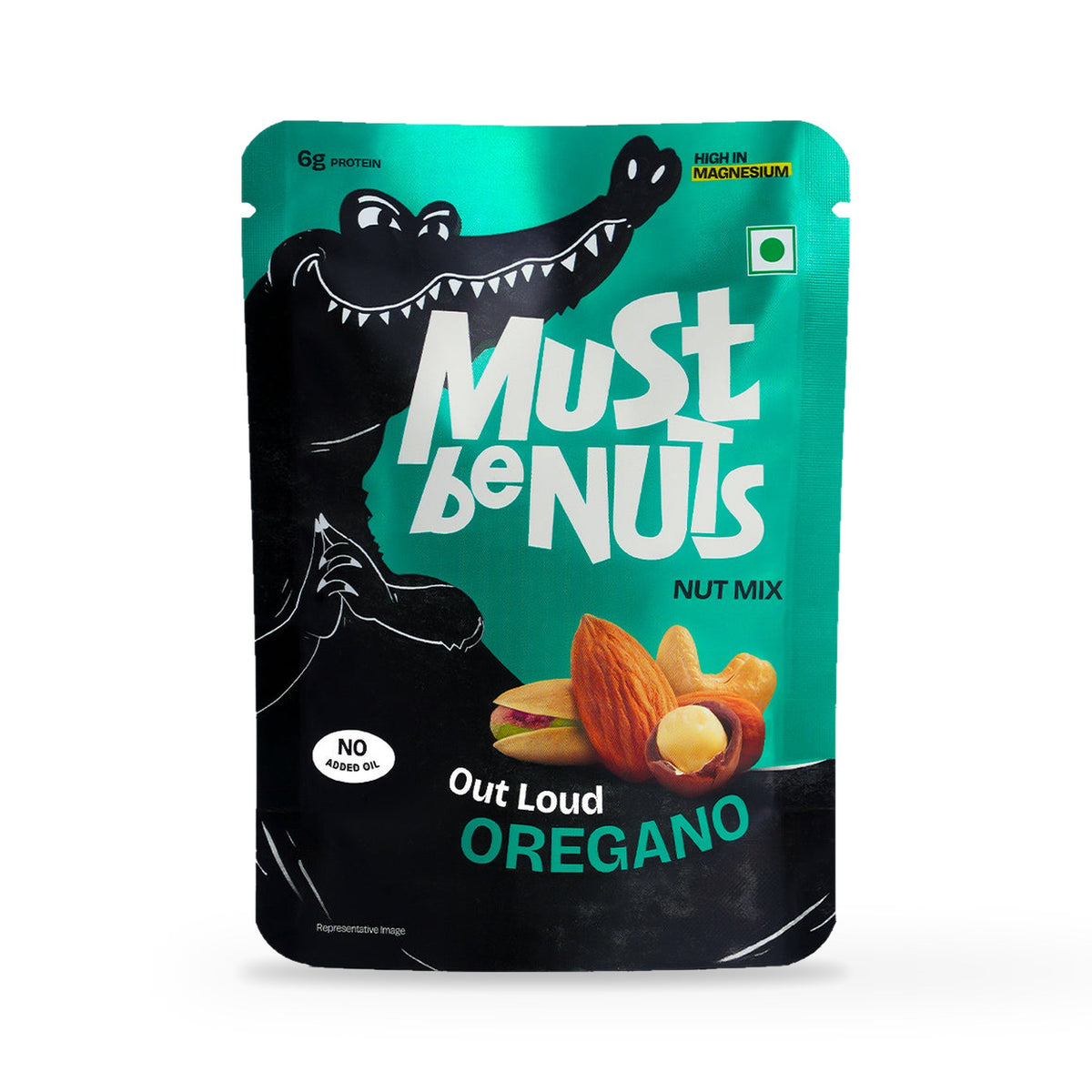 Must Be Nuts Out Loud Oregano Nut Mix 33g pouch, front of pack