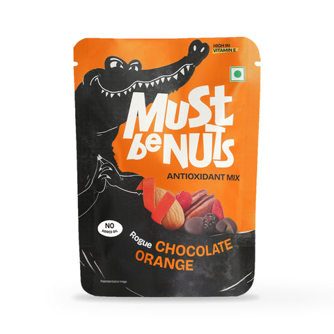 Must Be Nuts Rogue Chocolate Orange Nut Mix 33g pouch, front of pack