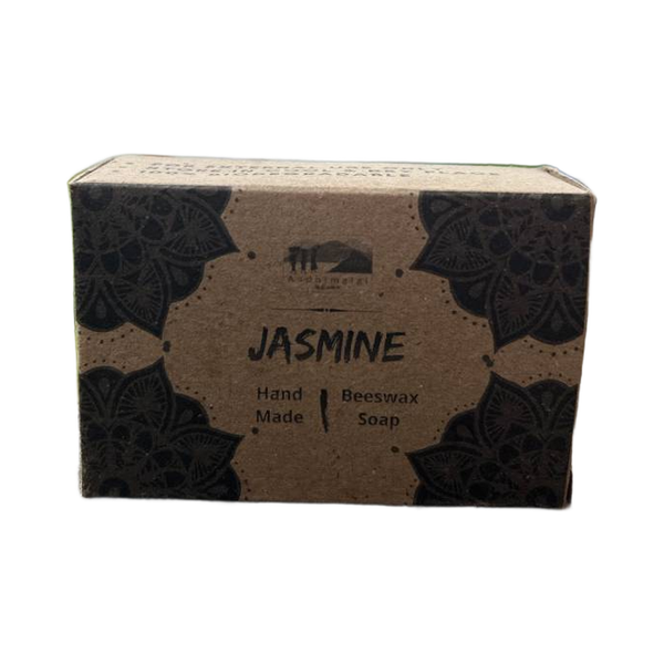 Aadhimalai Beeswax Soap, jasmine, 100 g carton on a white background