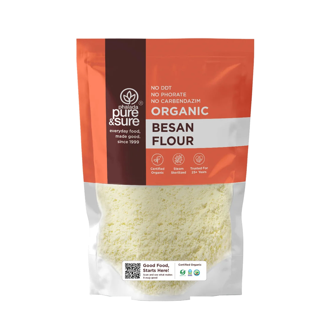 Pure & Sure Organic Besan gram flour pack, front