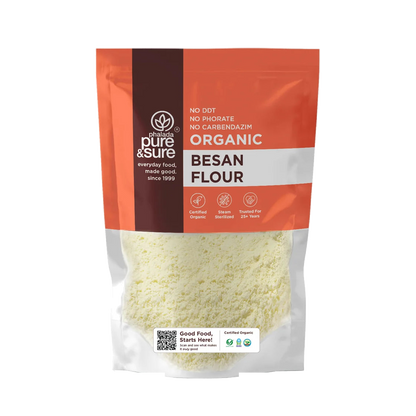 Pure & Sure Organic Besan gram flour pack, front