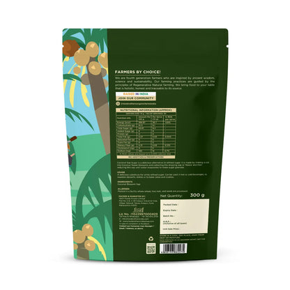 purepicked Coconut Sap Sugar packaging back view showing nutritional information and ingredients list