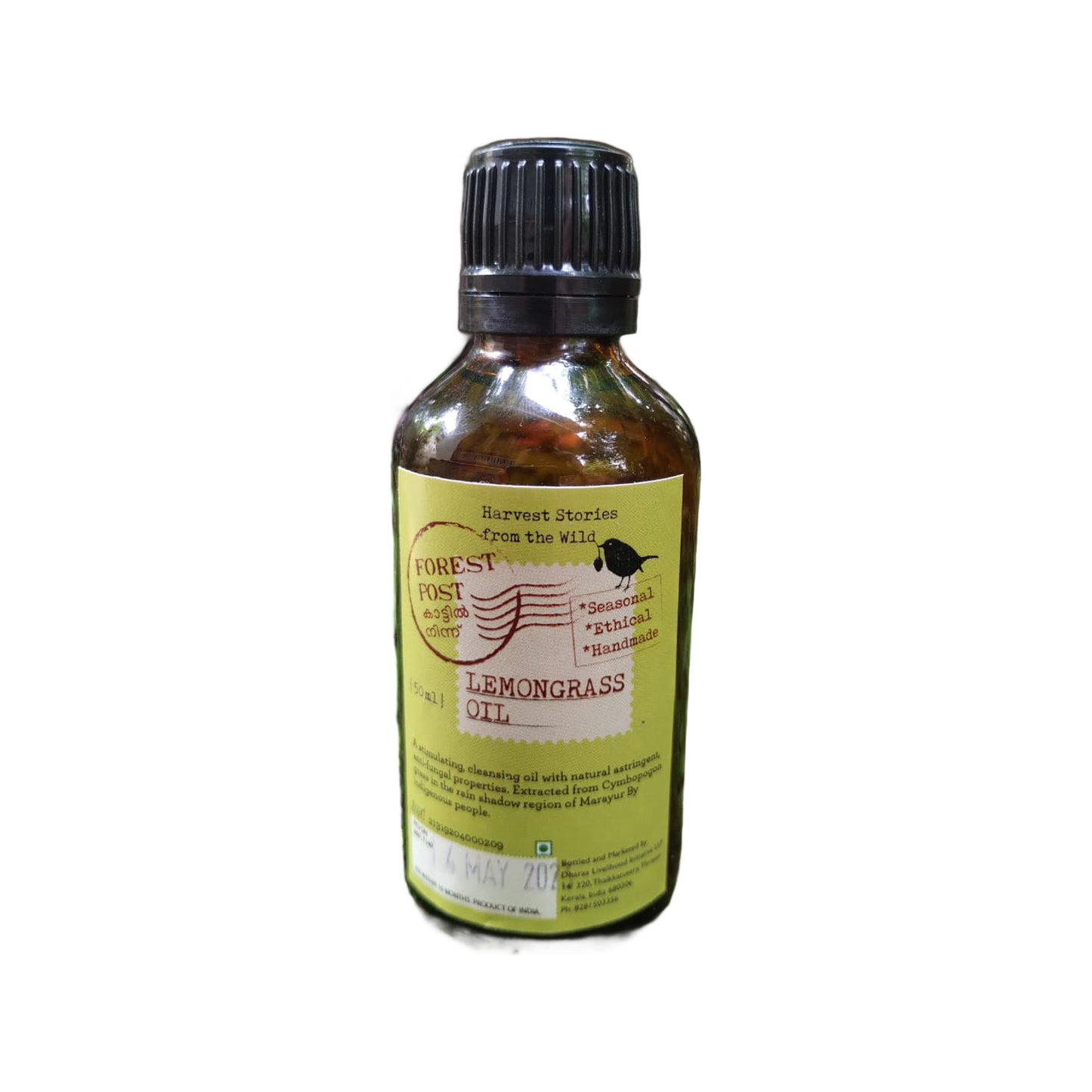 Forest Post Lemongrass Essential Oil, 50 ml amber bottle on a white background