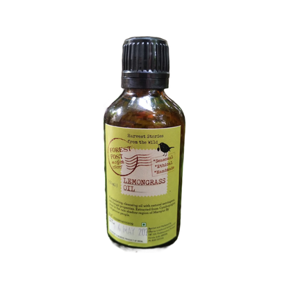 Forest Post Lemongrass Essential Oil, 50 ml amber bottle on a white background