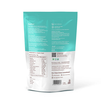 purepicked organic brown sugar packaging back label with nutritional information and ingredient details