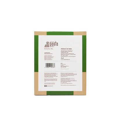 Back of purepicked organic wheat suji semolina fusilli pasta packaging with nutritional and product information