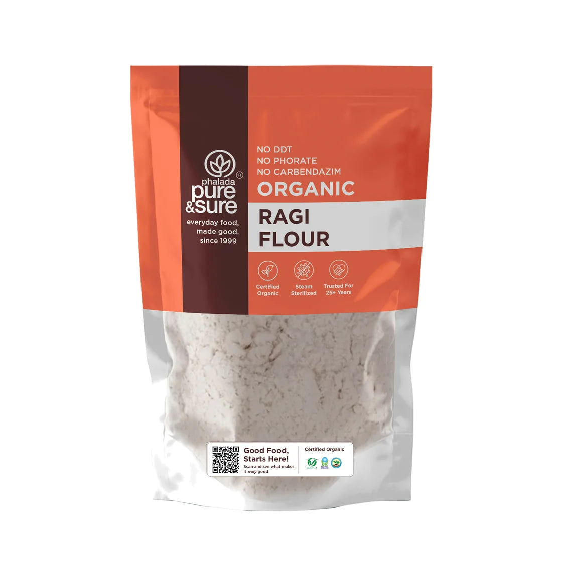 Pure & Sure Organic Ragi Flour pack, front