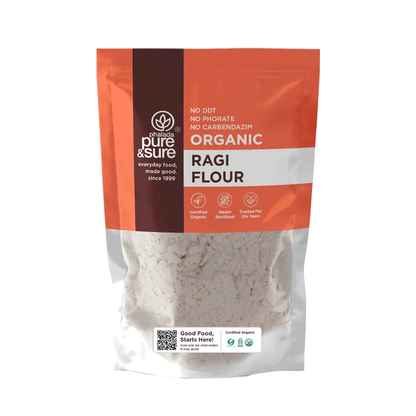 Pure & Sure Organic Ragi Flour pack, front