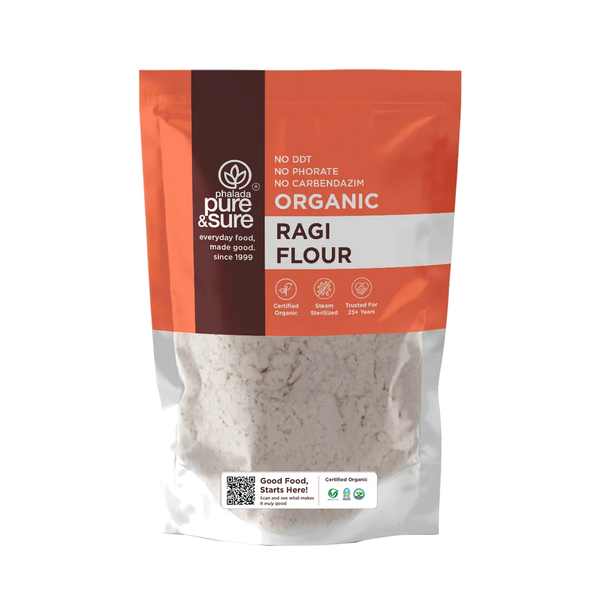Pure & Sure Organic Ragi Flour pack, front